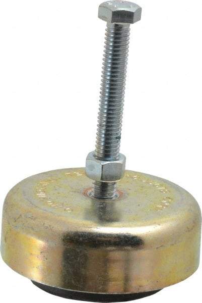 Tech Products - 150 Lb Capacity, 3/8-16 Thread, Steel Stud, Studded Socket Mount Leveling Mount - 3" Stud Length, 3-1/8" Base Diam, Neoprene Pad, 3/8" Hex - Benchmark Tooling