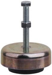 Tech Products - 250 Lb Capacity, 3/8-16 Thread, Steel Stud, Studded Socket Mount Leveling Mount - 3" Stud Length, 3-1/8" Base Diam, Neoprene Pad, 3/8" Hex - Benchmark Tooling