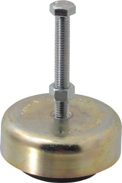 Tech Products - 500 Lb Capacity, 3/8-16 Thread, Steel Stud, Studded Socket Mount Leveling Mount - 3" Stud Length, 3-1/8" Base Diam, Neoprene Pad, 3/8" Hex - Benchmark Tooling