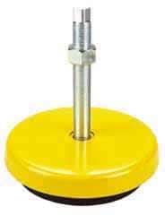 Tech Products - 13000 Lb Capacity, 1-14 Thread, Steel Stud, Studded Socket Mount Leveling Mount - 8" Stud Length, 9 Base Diam, Neoprene Pad, 1" Hex - Benchmark Tooling