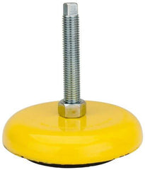 Tech Products - 4500 Lb Capacity, 3/4-10 Thread, Steel Stud, Studded Socket Mount Leveling Mount - 5" Stud Length, 6-1/4" Base Diam, Neoprene Pad, 3/4" Hex - Benchmark Tooling