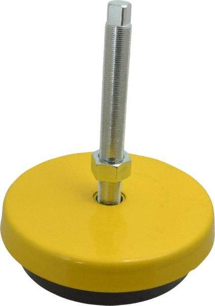 Tech Products - 13000 Lb Capacity, 1-14 Thread, Steel Stud, Studded Socket Mount Leveling Mount - 8" Stud Length, 9 Base Diam, Neoprene Pad, 1" Hex - Benchmark Tooling