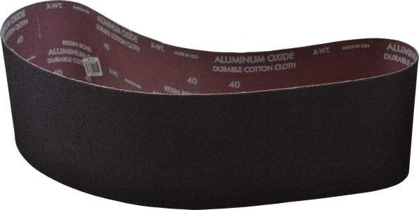 Norton - 6" Wide x 48" OAL, 40 Grit, Aluminum Oxide Abrasive Belt - Aluminum Oxide, Coarse, Coated, X Weighted Cloth Backing, Series R228 - Benchmark Tooling