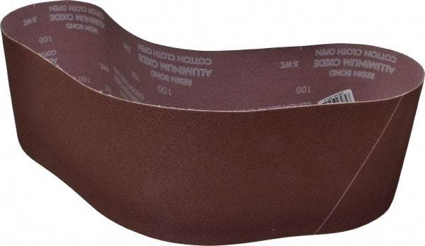 Norton - 6" Wide x 48" OAL, 100 Grit, Aluminum Oxide Abrasive Belt - Aluminum Oxide, Fine, Coated, X Weighted Cloth Backing, Series R228 - Benchmark Tooling