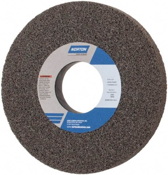 Norton - 10" Diam x 3" Hole x 1" Thick, H Hardness, 46 Grit Surface Grinding Wheel - Aluminum Oxide, Type 1, Coarse Grade, 2,485 Max RPM, Vitrified Bond, No Recess - Benchmark Tooling