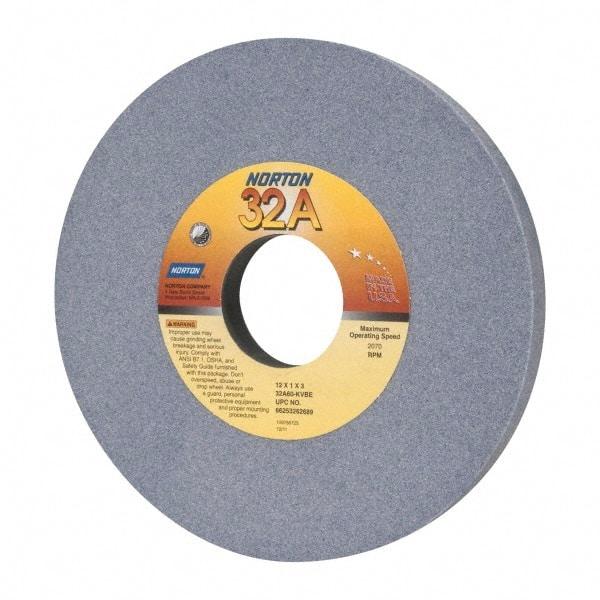 Norton - 12" Diam x 3" Hole x 1" Thick, K Hardness, 60 Grit Surface Grinding Wheel - Aluminum Oxide, Type 1, Medium Grade, 2,070 Max RPM, Vitrified Bond, No Recess - Benchmark Tooling