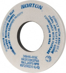Norton - 12" Diam x 5" Hole x 1" Thick, I Hardness, 46 Grit Surface Grinding Wheel - Aluminum Oxide, Type 1, Coarse Grade, 2,070 Max RPM, Vitrified Bond, No Recess - Benchmark Tooling
