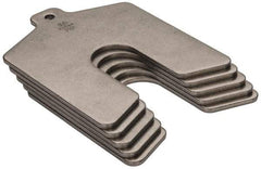 Made in USA - 5 Piece, 3 Inch Long x 3 Inch Wide x 0.1 Inch Thick, Slotted Shim Stock - Stainless Steel, 3/4 Inch Wide Slot - Benchmark Tooling