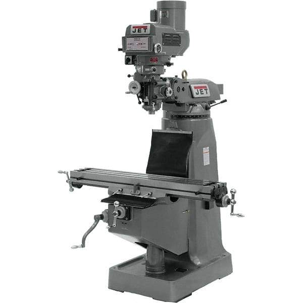 Jet - 9" Table Width x 49" Table Length, Variable Speed Pulley Control, 1 Phase Knee Milling Machine - R8 Spindle Taper, 2 hp - Benchmark Tooling