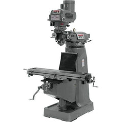 Jet - 9" Table Width x 49" Table Length, Variable Speed Pulley Control, 1 Phase Knee Milling Machine - R8 Spindle Taper, 2 hp - Benchmark Tooling