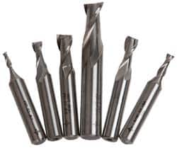 Cleveland - 1/8 to 1/2", 2 Flute End Mill Set - Uncoated, Cobalt, Centercutting - Benchmark Tooling