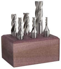 Cleveland - 1/8 to 1/2", 4 Flute End Mill Set - Uncoated, Cobalt, Centercutting - Benchmark Tooling
