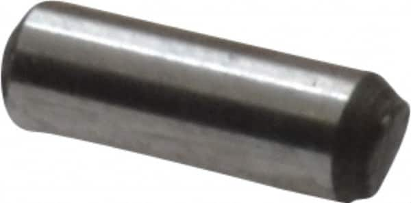 Value Collection - 1/16" Diam x 3/16" Pin Length Grade 8 Alloy Steel Standard Dowel Pin - C 50-58 Hardness, 800 Lb Breaking Strength, 1 Beveled & 1 Rounded End - Benchmark Tooling