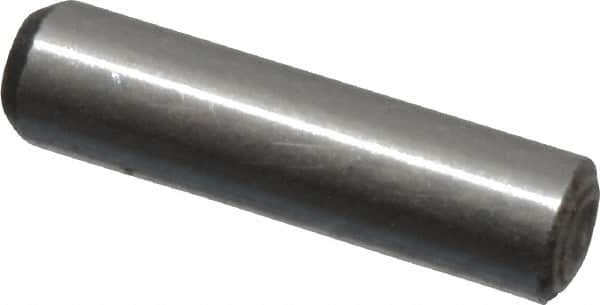 Value Collection - 1/16" Diam x 1/4" Pin Length Grade 8 Alloy Steel Standard Dowel Pin - C 50-58 Hardness, 800 Lb Breaking Strength, 1 Beveled & 1 Rounded End - Benchmark Tooling