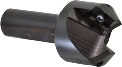 Kyocera - 45° Lead Angle, 1.65" Max Cut Diam, 0.8" Min Cut Diam, 0.44" Max Depth of Cut, Indexable Chamfer and Angle End Mill - 2 Inserts, APET 1604 Insert Style, 3-1/4" Overall Length, Straight Shank, 90° Included Angle - Benchmark Tooling