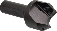 Kyocera - 30° Lead Angle, 1.62" Max Cut Diam, 1" Min Cut Diam, 0.544" Max Depth of Cut, Indexable Chamfer and Angle End Mill - 2 Inserts, APET 1604 Insert Style, 3-1/4" Overall Length, Straight Shank, 60° Included Angle - Benchmark Tooling