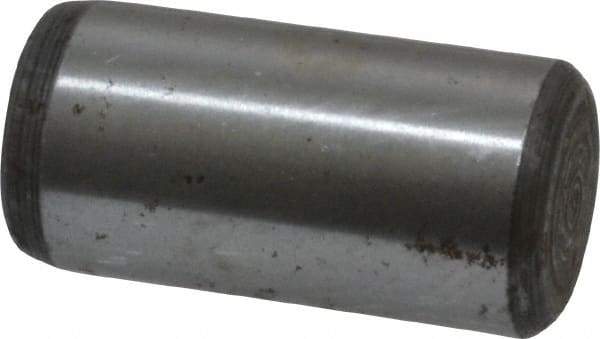 Value Collection - 3/8" Diam x 3/4" Pin Length Grade 8 Alloy Steel Standard Dowel Pin - C 50-58 Hardness, 28,700 Lb Breaking Strength, 1 Beveled & 1 Rounded End - Benchmark Tooling