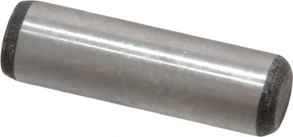 Value Collection - 3/8" Diam x 1-1/4" Pin Length Grade 8 Alloy Steel Standard Dowel Pin - C 50-58 Hardness, 28,700 Lb Breaking Strength, 1 Beveled & 1 Rounded End - Benchmark Tooling