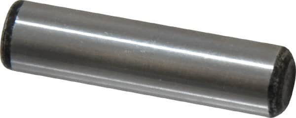 Value Collection - 3/8" Diam x 1-1/2" Pin Length Grade 8 Alloy Steel Standard Dowel Pin - C 50-58 Hardness, 28,700 Lb Breaking Strength, 1 Beveled & 1 Rounded End - Benchmark Tooling