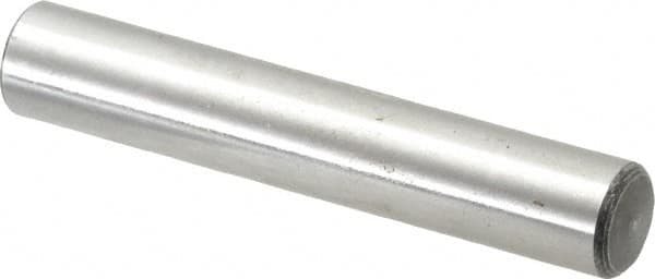 Value Collection - 7/16" Diam x 2-1/2" Pin Length Grade 8 Alloy Steel Standard Dowel Pin - C 50-58 Hardness, 39,100 Lb Breaking Strength, 1 Beveled & 1 Rounded End - Benchmark Tooling