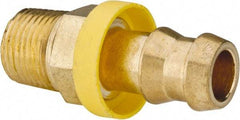 Eaton - 1/2" ID 3/8-18 NPT Barbed Push On Male Connector - 15/16" Cut Off Allowance, 1.85" Long, 11/16" Hex, Brass - Benchmark Tooling