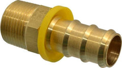 Eaton - 3/4" ID 3/4-14 NPT Barbed Push On Male Connector - 1-1/4" Cut Off Allowance, 2.66" Long, 1-1/16" Hex, Brass - Benchmark Tooling