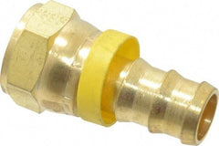 Eaton - 3/4" ID 1-1/16-12 UNF Barbed Push On Female JIC 37 Swivel Connector - 1-1/4" Cut Off Allowance, 2.66" Long, 1-1/4" Hex, Brass - Benchmark Tooling