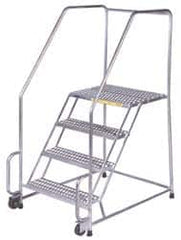 Ballymore - 58-1/2" 3 Step Ladder - Tilt & Roll Safety Ladder, 450 Lb Capacity, 28-1/2" Platform Height, 20" Base Width x 30" Depth, Perforated Tread - Benchmark Tooling