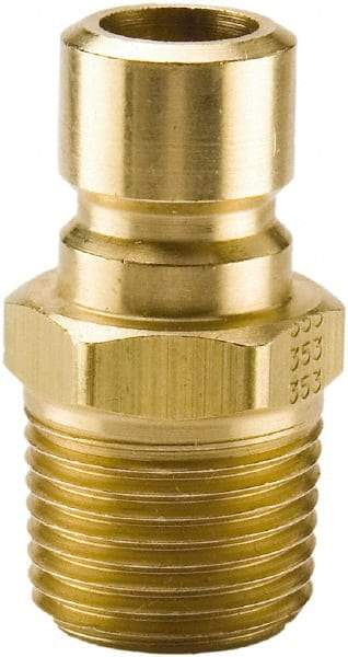 Parker - 3/8 NPTF Brass Hydraulic Hose Male Pipe Thread Nipple - 200 psi, 12 GPM, Series Moldmate - Benchmark Tooling
