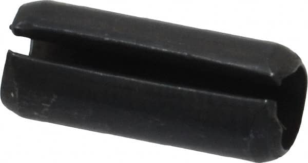 Made in USA - 1/4" Diam x 5/8" Long Slotted Spring Pin - Grade 1070-1090 Alloy Steel, Black Oxide Finish - Benchmark Tooling