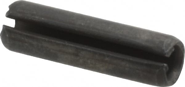 Made in USA - 1/4" Diam x 7/8" Long Slotted Spring Pin - Grade 1070-1090 Alloy Steel, Black Oxide Finish - Benchmark Tooling