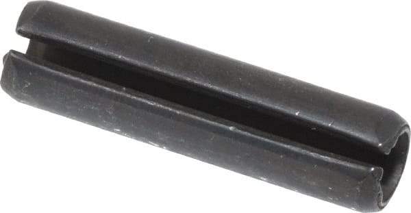 Made in USA - 1/4" Diam x 1" Long Slotted Spring Pin - Grade 1070-1090 Alloy Steel, Black Oxide Finish - Benchmark Tooling