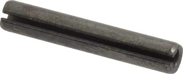 Made in USA - 1/4" Diam x 1-1/2" Long Slotted Spring Pin - Grade 1070-1090 Alloy Steel, Black Oxide Finish - Benchmark Tooling