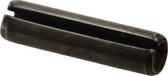 Made in USA - 3/8" Diam x 1-1/2" Long Slotted Spring Pin - Grade 1070-1090 Alloy Steel, Black Oxide Finish - Benchmark Tooling