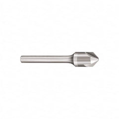 SGS - 1/4" Head Diam, 1/4" Shank Diam, 3 Flute 90° Solid Carbide Countersink - Bright Finish, 2" OAL, Single End, Straight Shank, Right Hand Cut - Benchmark Tooling