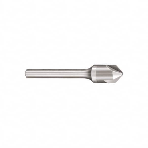 SGS - 1/2" Head Diam, 1/4" Shank Diam, 3 Flute 90° Solid Carbide Countersink - Benchmark Tooling