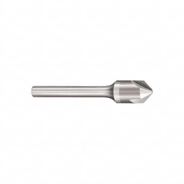 SGS - 1/4" Head Diam, 1/4" Shank Diam, 3 Flute 60° Solid Carbide Countersink - Benchmark Tooling