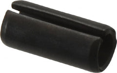 Made in USA - 7/16" Diam x 1" Long Slotted Spring Pin - Grade 1070-1090 Alloy Steel, Black Oxide Finish - Benchmark Tooling