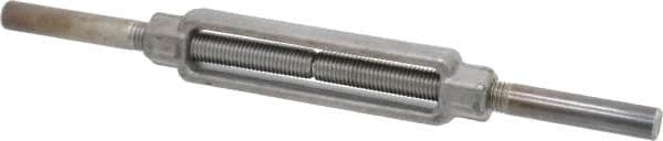 Made in USA - 5,200 Lb Load Limit, 3/4" Thread Diam, 6" Take Up, Steel Stub & Stub Turnbuckle - 8-1/4" Body Length, 1-1/16" Neck Length, 16" Closed Length - Benchmark Tooling