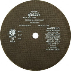 Norton - 8" Aluminum Oxide Cutoff Wheel - 1/16" Thick, 5/8" Arbor - Benchmark Tooling