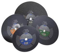 Norton - 14" 16 Grit Silicon Carbide Cutoff Wheel - 3/16" Thick, 1" Arbor, 4,365 Max RPM, Use with Portable Tools - Benchmark Tooling