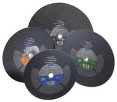 Norton - 14" 16 Grit Silicon Carbide Cutoff Wheel - 3/16" Thick, 1" Arbor, 4,365 Max RPM, Use with Portable Tools - Benchmark Tooling