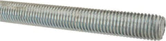 Made in USA - 3/4-10 UNC (Coarse), 3' Long, Low Carbon Steel Threaded Rod - Zinc-Plated Finish, Right Hand Thread - Benchmark Tooling