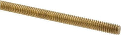 Made in USA - 1/4-20 UNC (Coarse), 3' Long, Brass Threaded Rod - Right Hand Thread - Benchmark Tooling