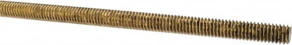 Made in USA - 5/16-18 UNC (Coarse), 3' Long, Brass Threaded Rod - Right Hand Thread - Benchmark Tooling