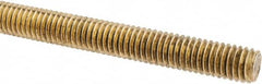 Made in USA - 3/8-16 UNC (Coarse), 3' Long, Brass Threaded Rod - Right Hand Thread - Benchmark Tooling