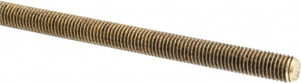 Made in USA - 1/4-28 UNF (Fine), 3' Long, Brass Threaded Rod - Right Hand Thread - Benchmark Tooling