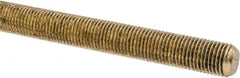 Made in USA - 3/8-24 UNF (Fine), 3' Long, Brass Threaded Rod - Right Hand Thread - Benchmark Tooling