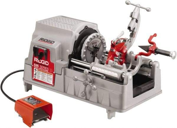 Ridgid - 1/4 to 2 Inch Pipe, 58 RPM Spindle Speed, 2 hp, Pipe Threading Machine - 5 Flute Cone Reamer, 115 Volts - Benchmark Tooling