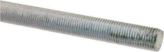 Made in USA - 3/8-24 UNF (Fine), 3' Long, Low Carbon Steel Threaded Rod - Zinc-Plated Finish, Right Hand Thread - Benchmark Tooling